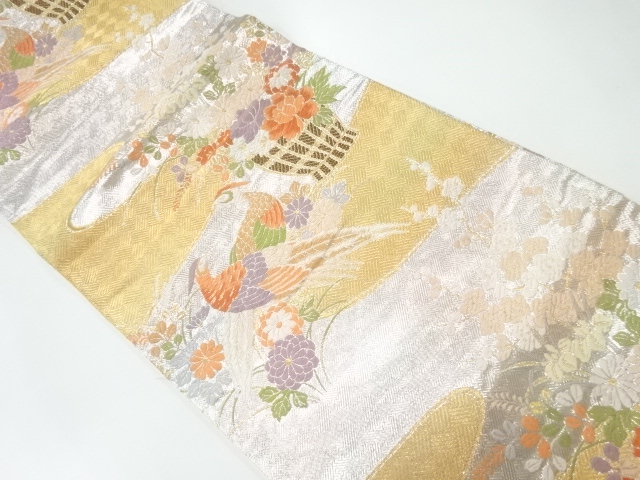 JAPANESE FUKURO OBI / WOVEN FLOWER BASKET